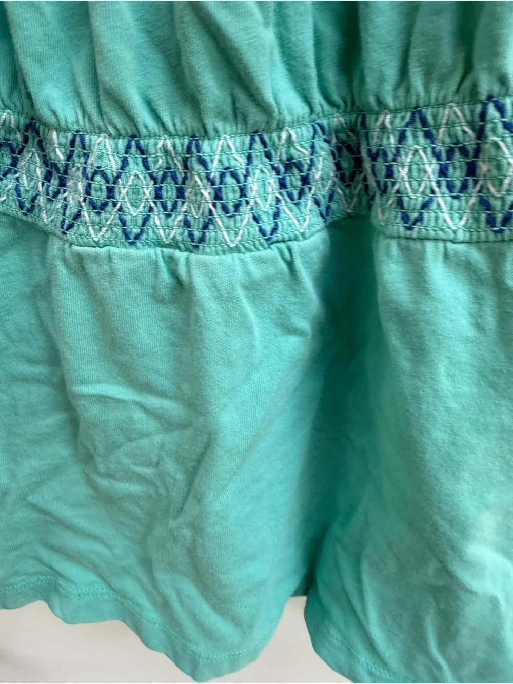 Gymboree Girls 4 Teal Green Ruffled Tank Dress with Embroidered Waist